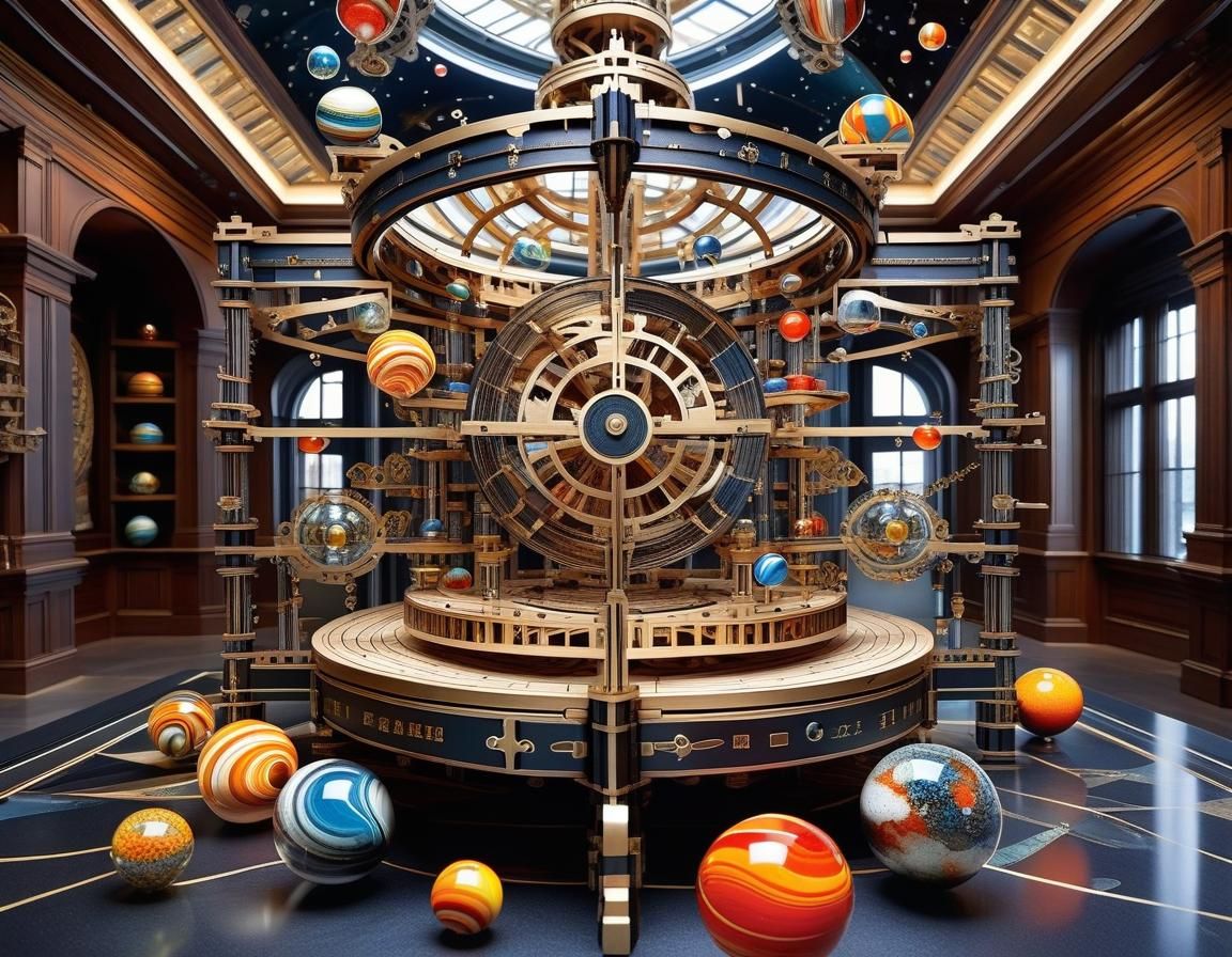 Elaborate 3D Mechanical Marble Puzzle Masterpiece