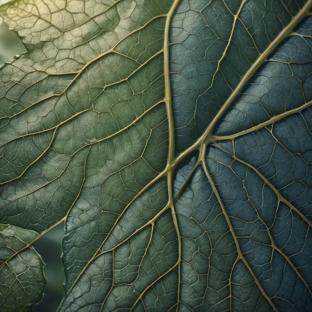 Detailed Macro Leaf in Misty Fantasy Environment