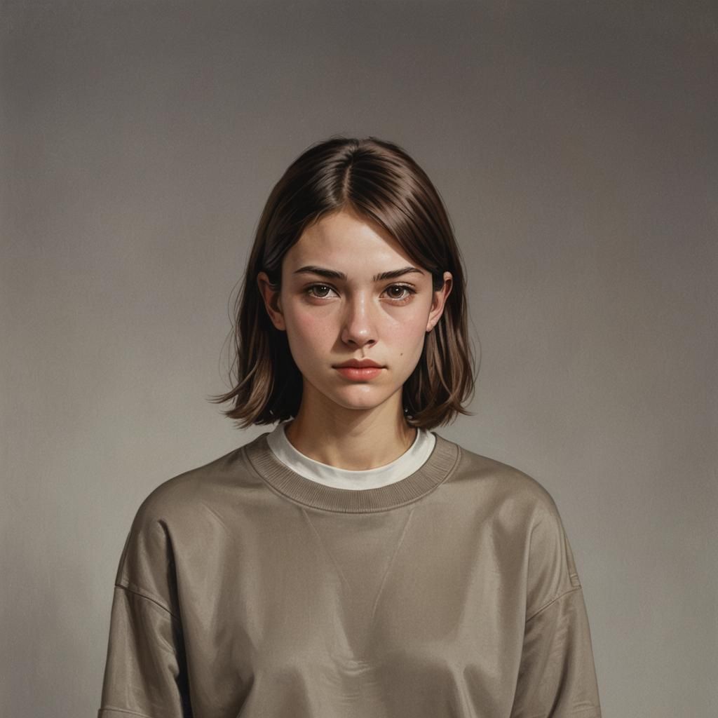 Hyperrealistic Portrait of a Brown-haired Teenager