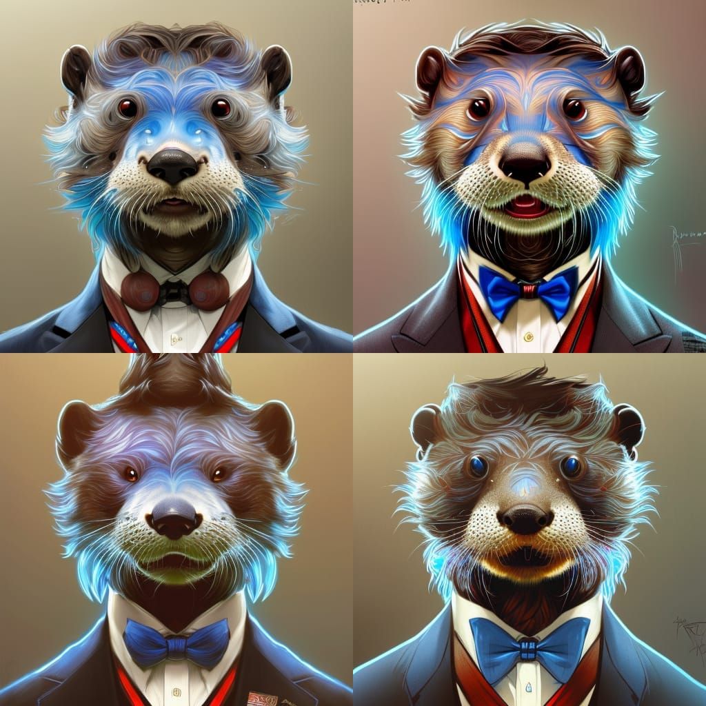 Anthropomorphic Otter Portrait in Hyperdetailed Digital Art