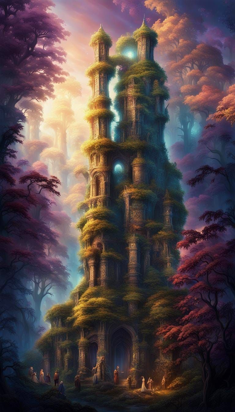 Detailed Matte Painting of a Human Tower
