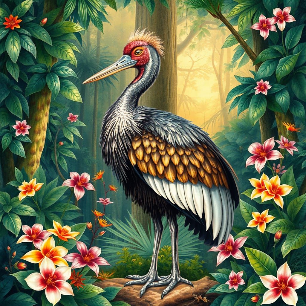 Majestic Dodo Bird in Lush Forest Landscape