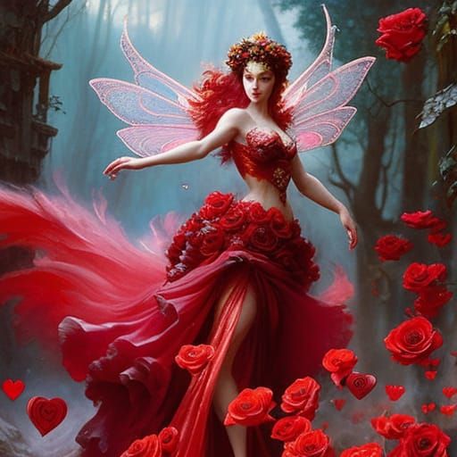 Red rose heart fairy.