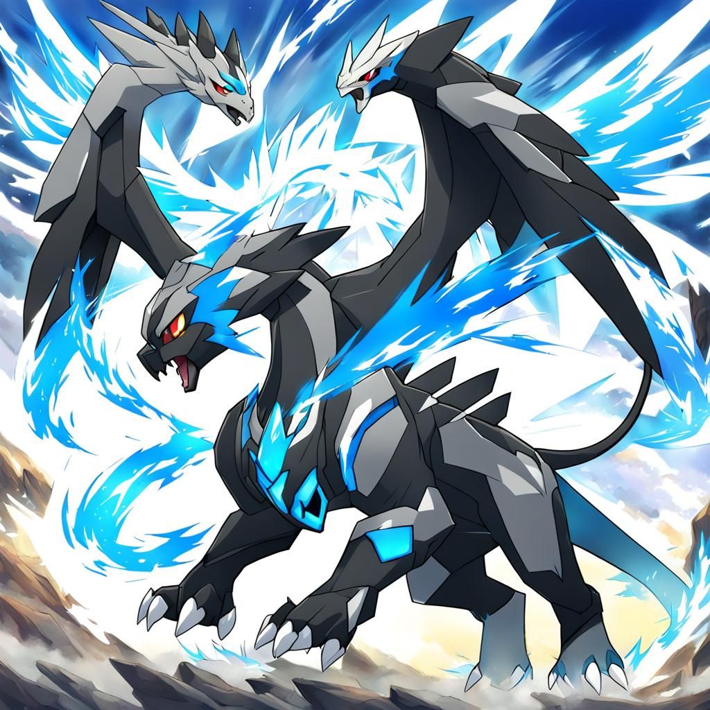 Miraidon and Zekrom Pokemon Fusion in Anime Style