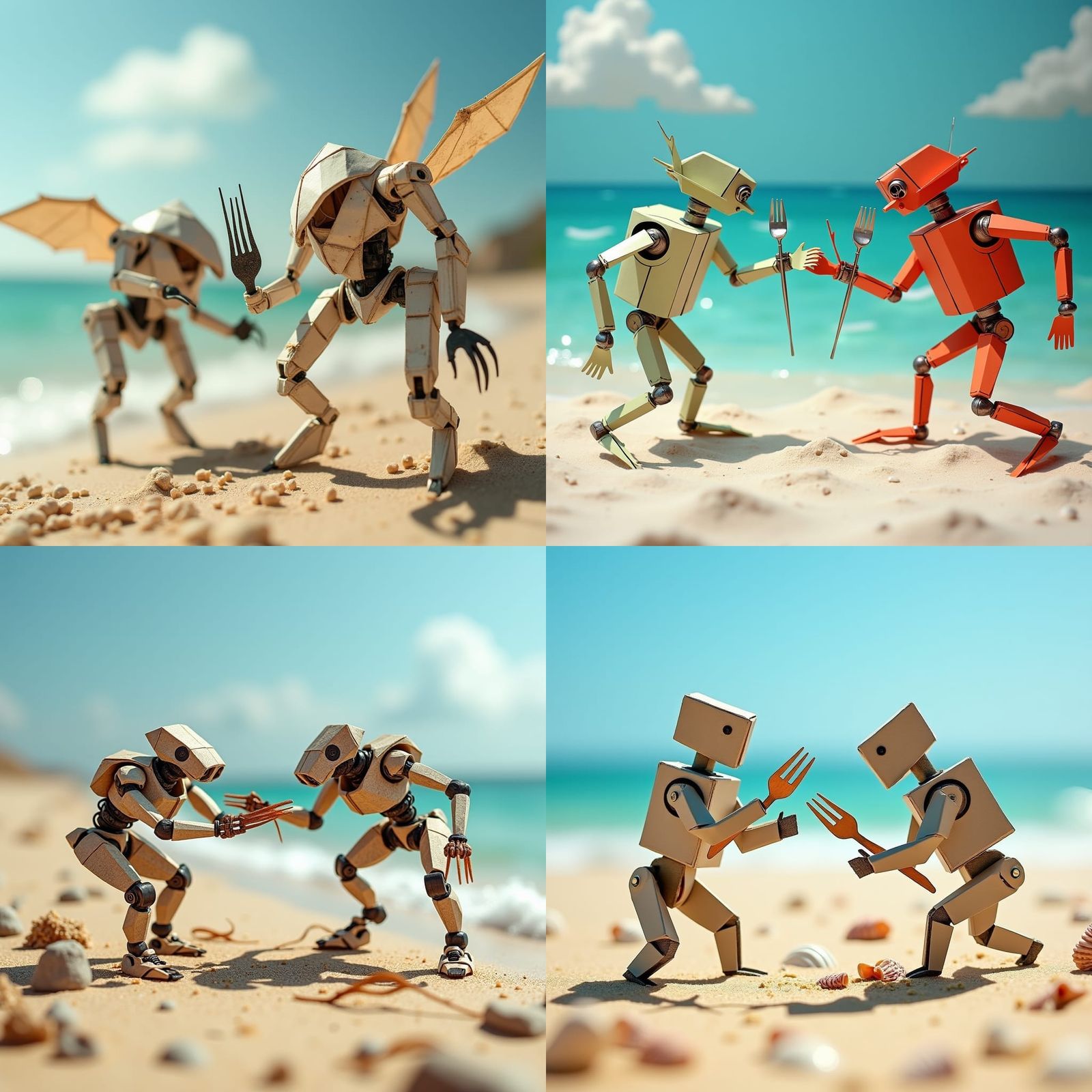 Origami Robots Wage Fork Wars on Beach
