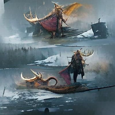 Viking Slaying Dragon: Fantasy Concept Art