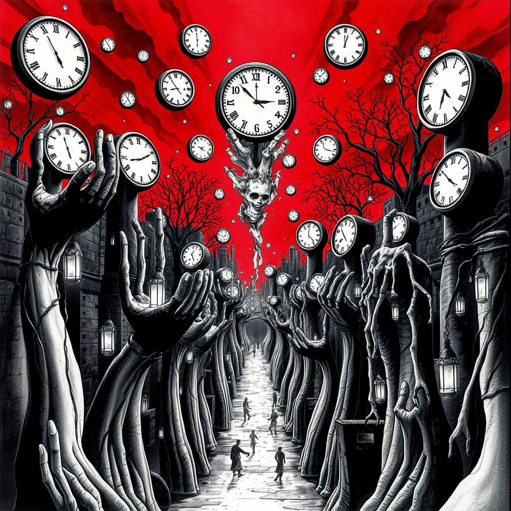 Distorted Cityscape in Surrealist Black and White