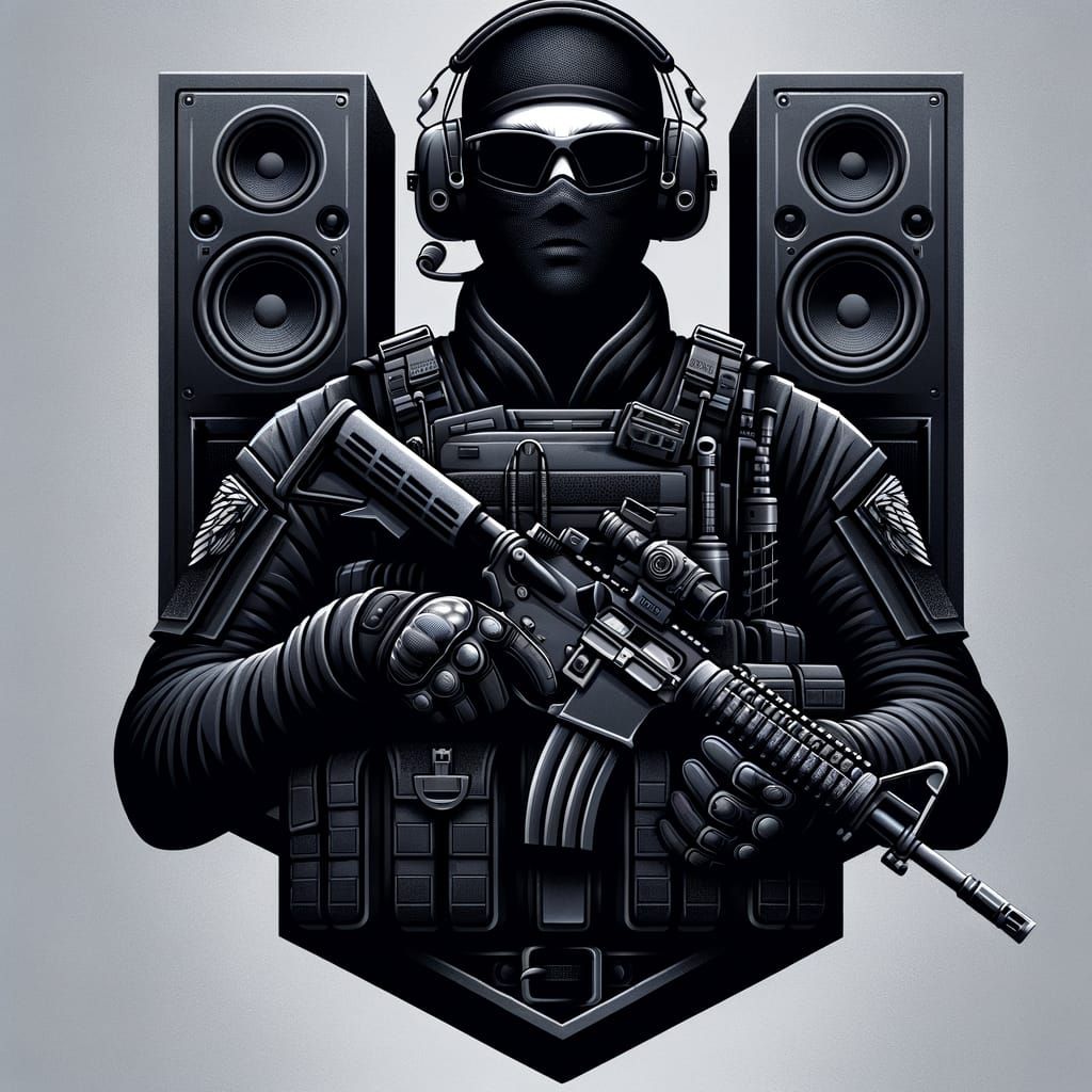 Military Unit Emblem with Soldier in Stylized Realism