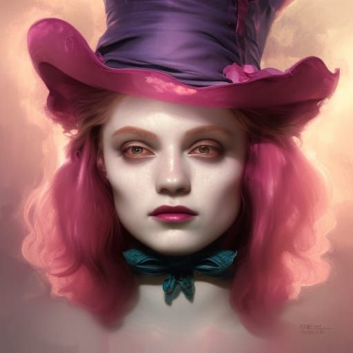 Mad Hatter's Surreal Ballet: Drowning in Pink