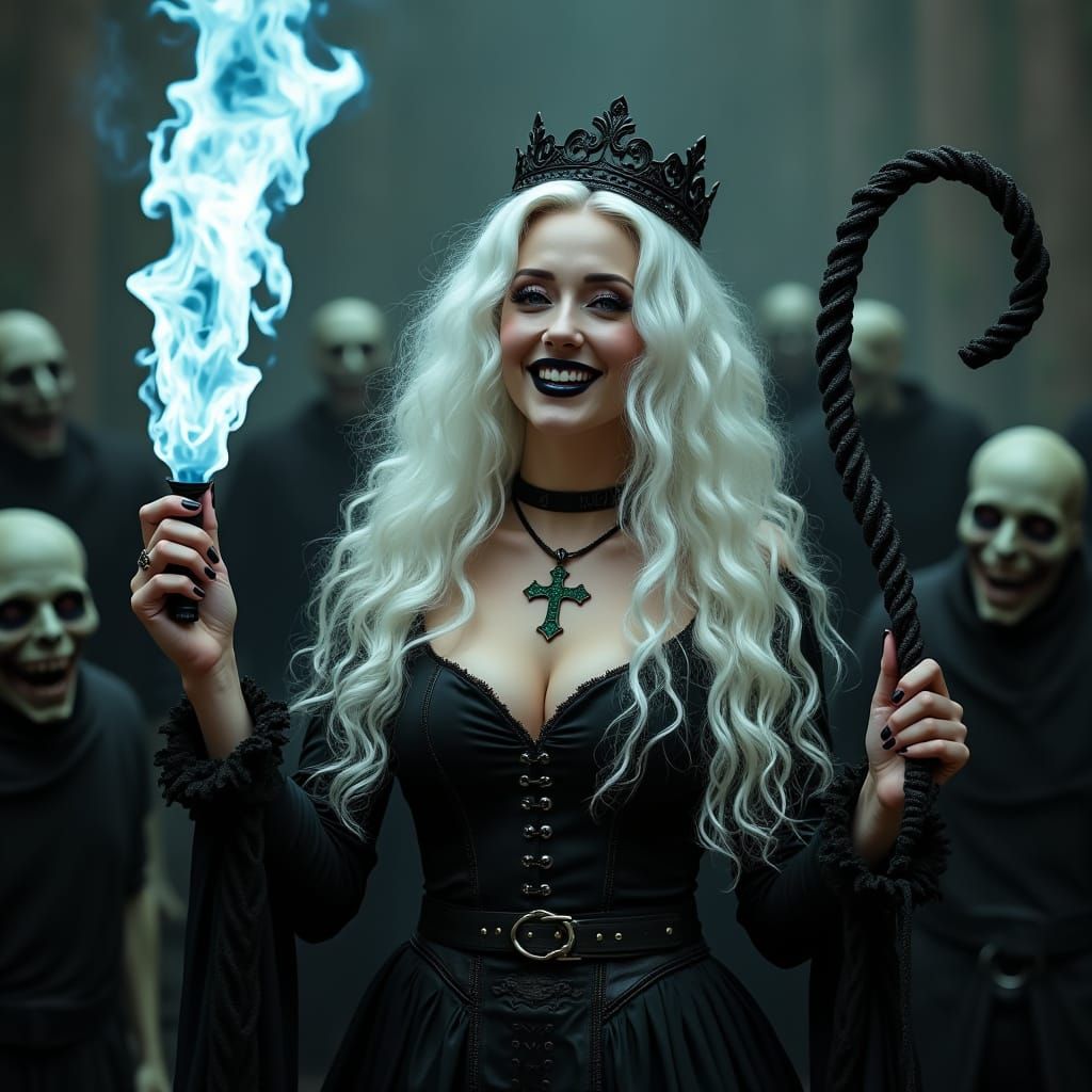 Woman with Flame and Whip in Surreal Style