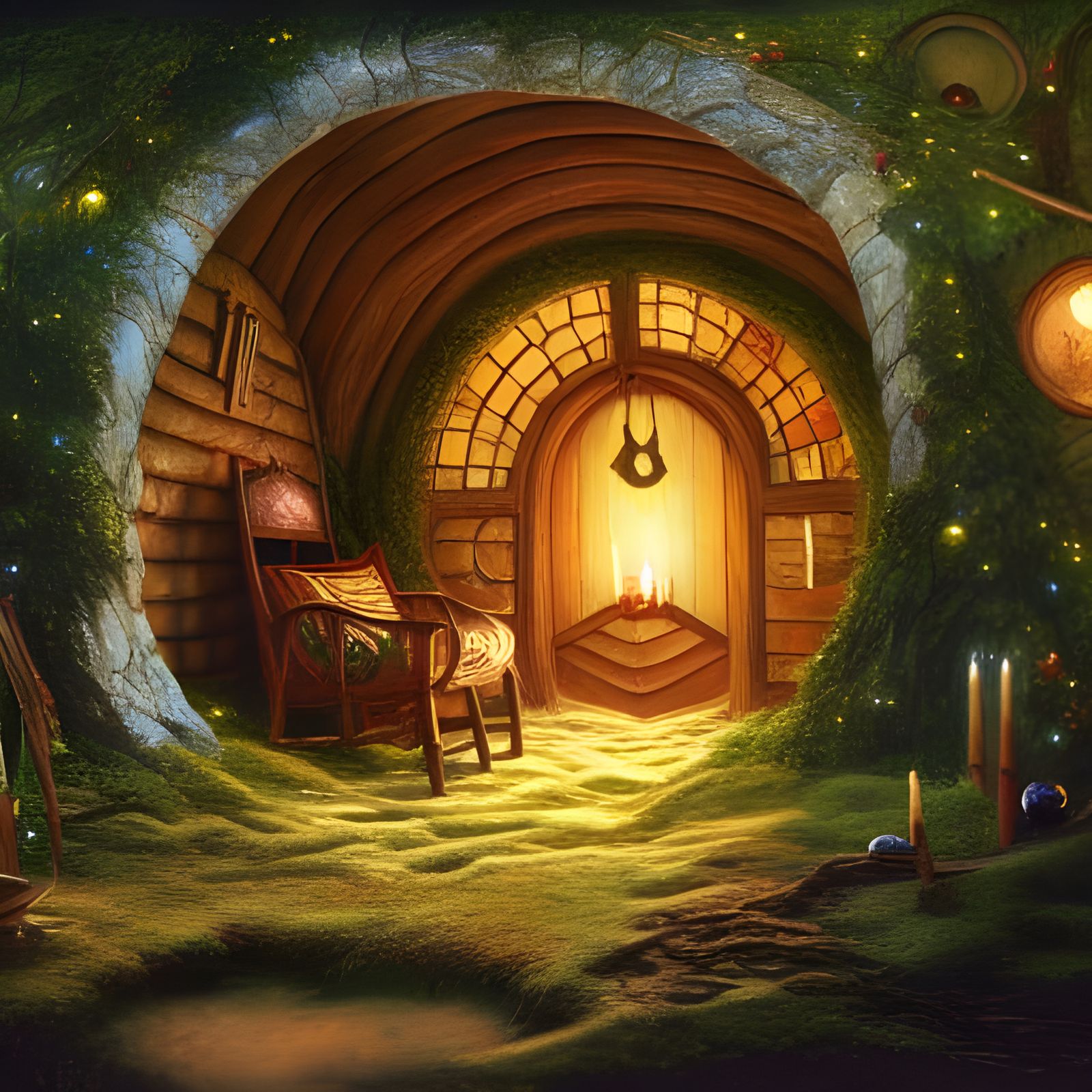 Festive Hobbit Hole Christmas, Alan Lee Style