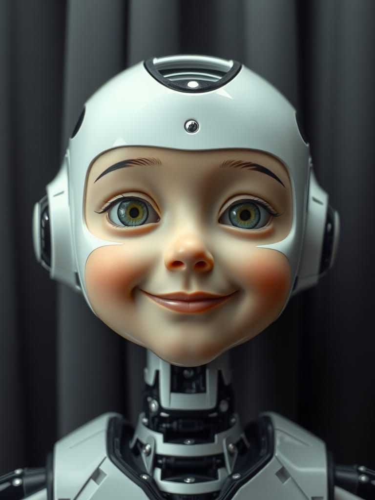 Photorealistic Portrait of a Childlike Android Robot