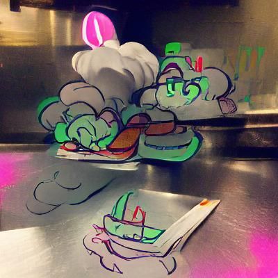 Dynamic Kitchen Scene with Busy Chefs