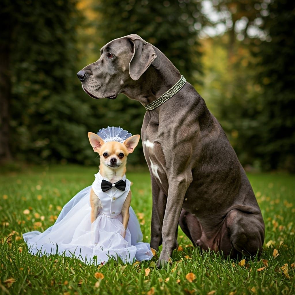 Great Dane and Chihuahua Wedding Day