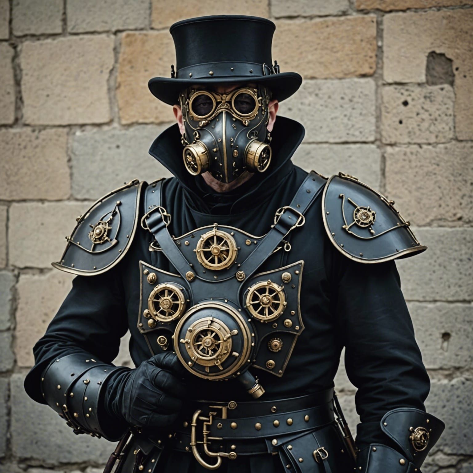 Steampunk Plague Doctor in Medieval Attire