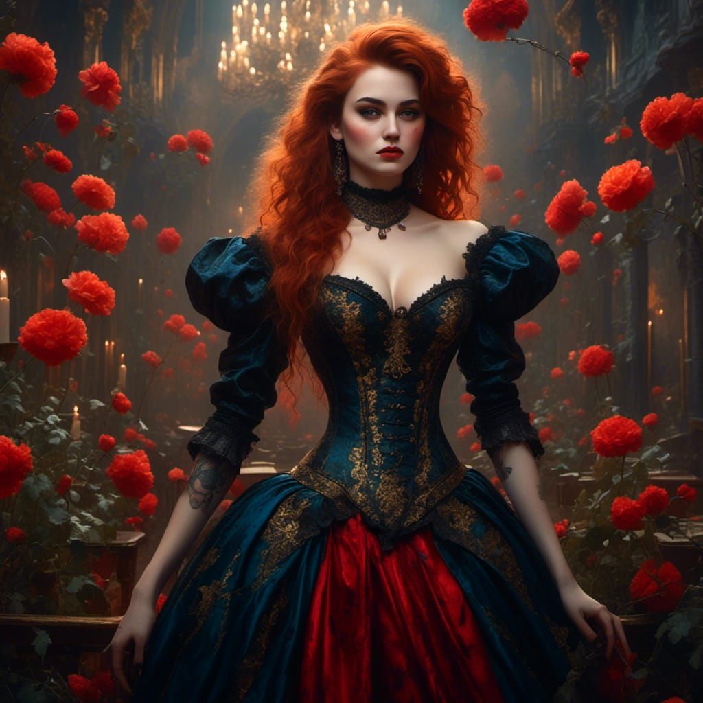 Punk Goth Beauty with Tattoos in Detailed Matte Painting