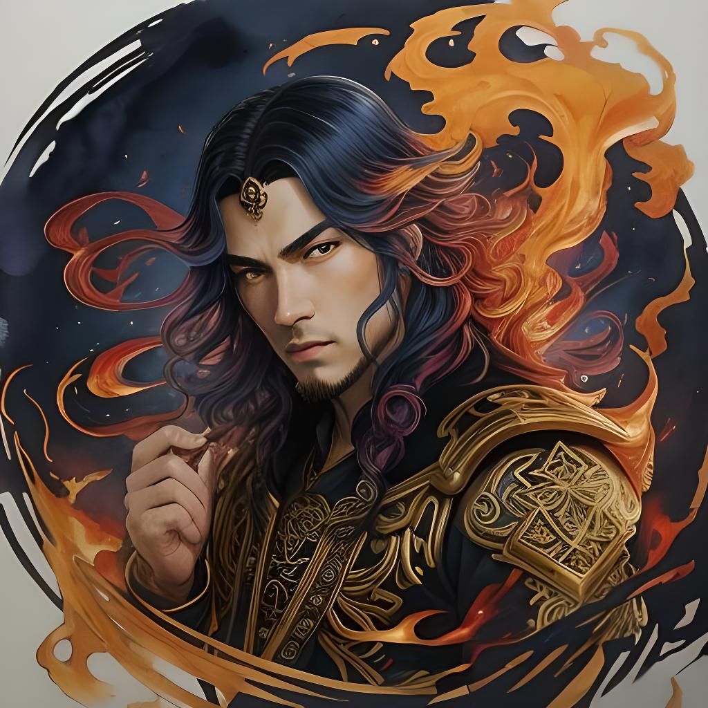 Vivid Fire Bender Illustration in Nouveau Vague Style