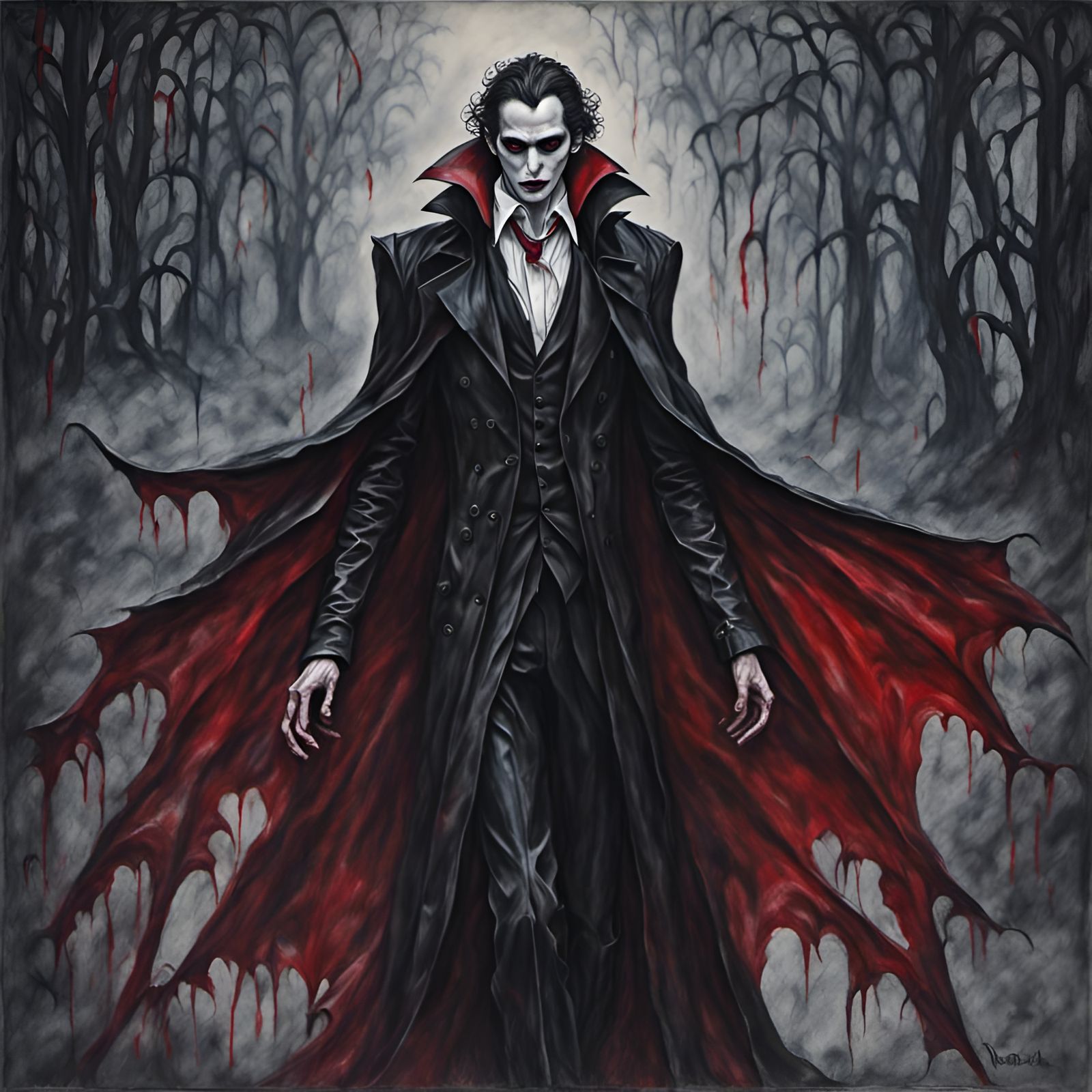 Vampire in Crayon Wax Style