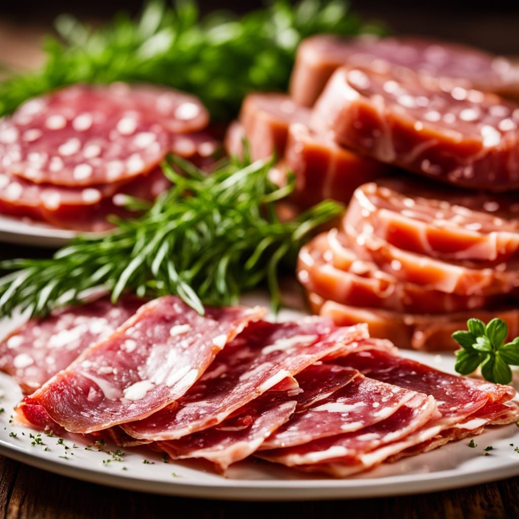 Macro Food Photography of Cured Meats Still Life