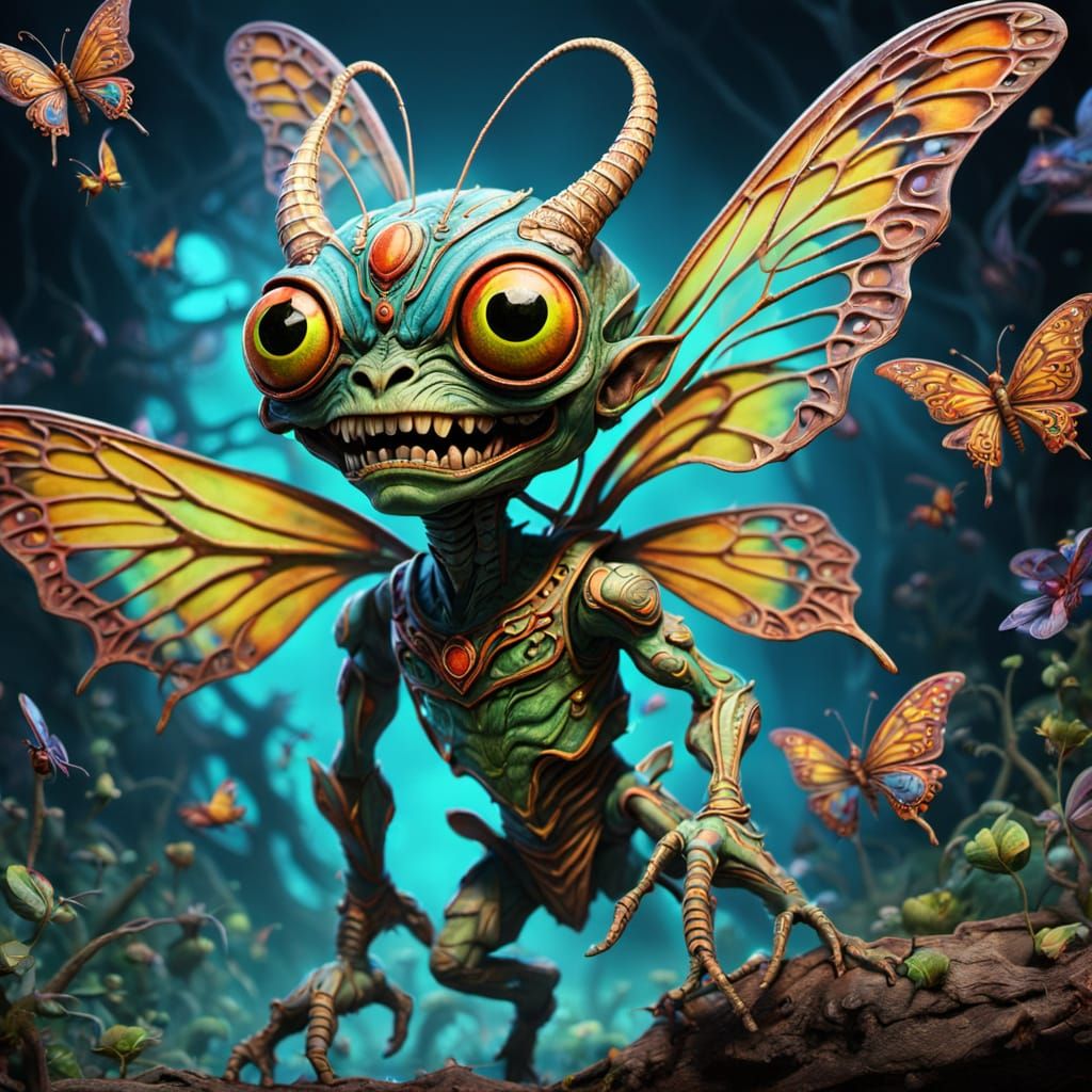 Alien Gremlin Butterfly Warriors in Psychedelic Terror