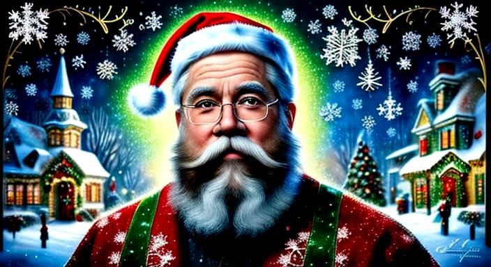 Photorealistic Santa Claus with Festive Fairy Lights