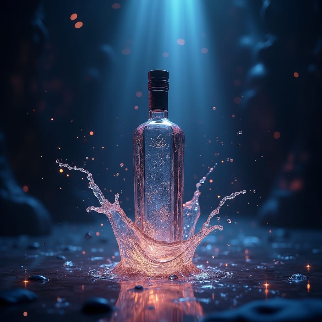 Luxurious Vodka Bottle in Mystical Backdrop