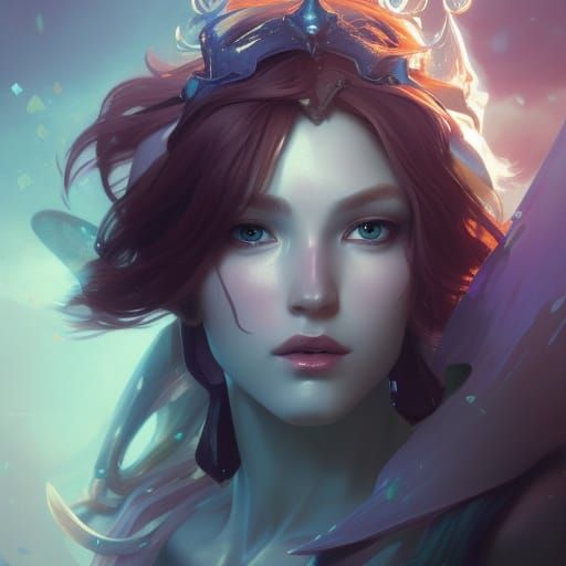 Fairy Knight Portrait in Art Nouveau Style