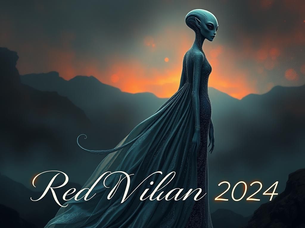 An otherworldly, slender alien female with green skin.