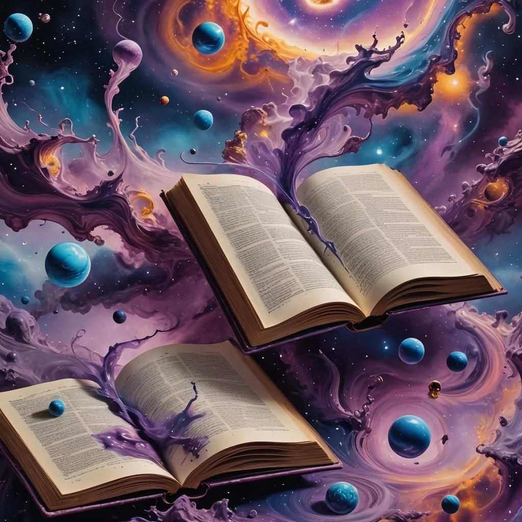 Ethereal Book Rewrites Itself in Cosmic Surrealism