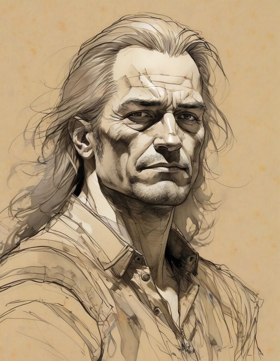close-up emotive sketch of 348N690Y68N09YN6AN4709Y870AY