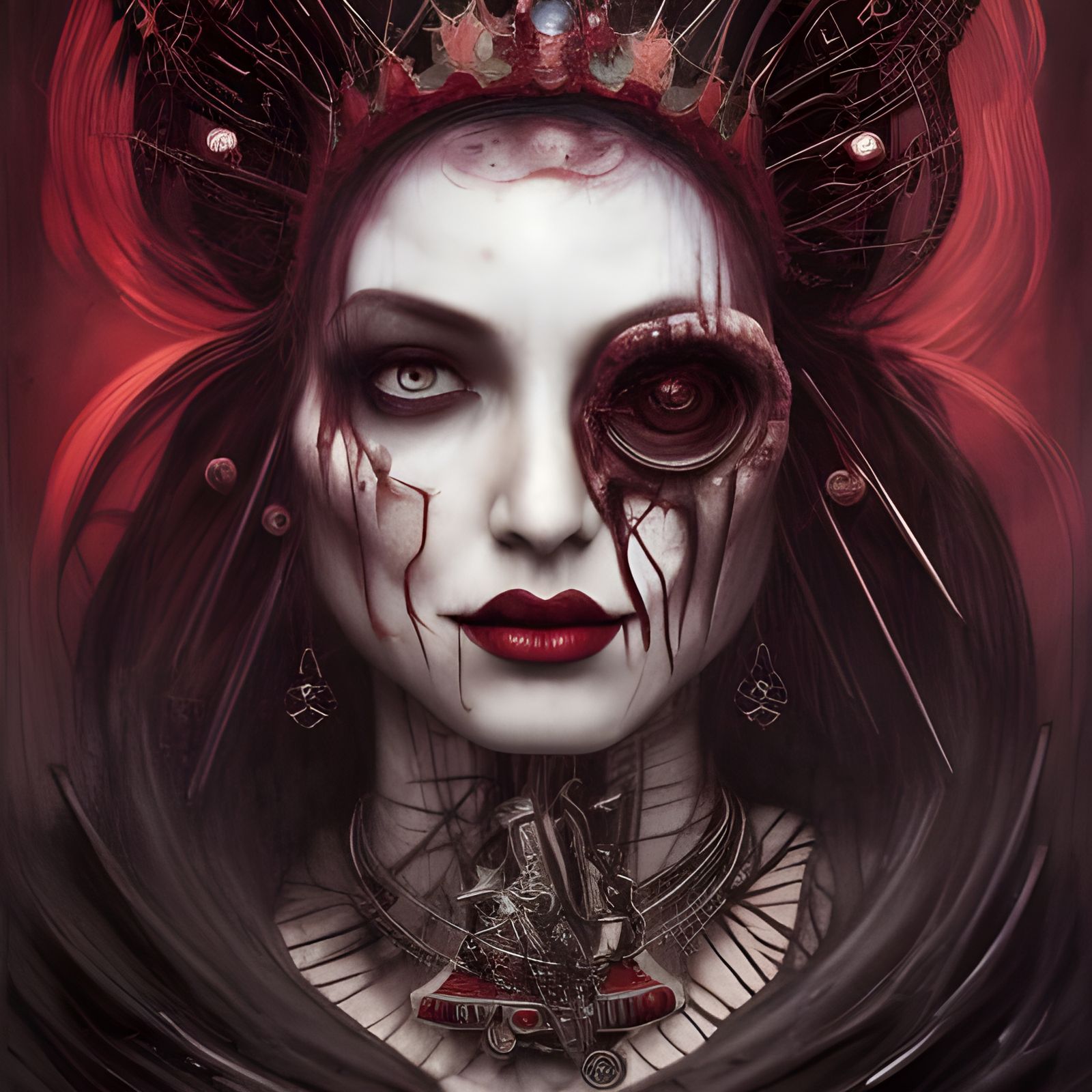Queen of Hearts Tarot Card in Artgerm Style