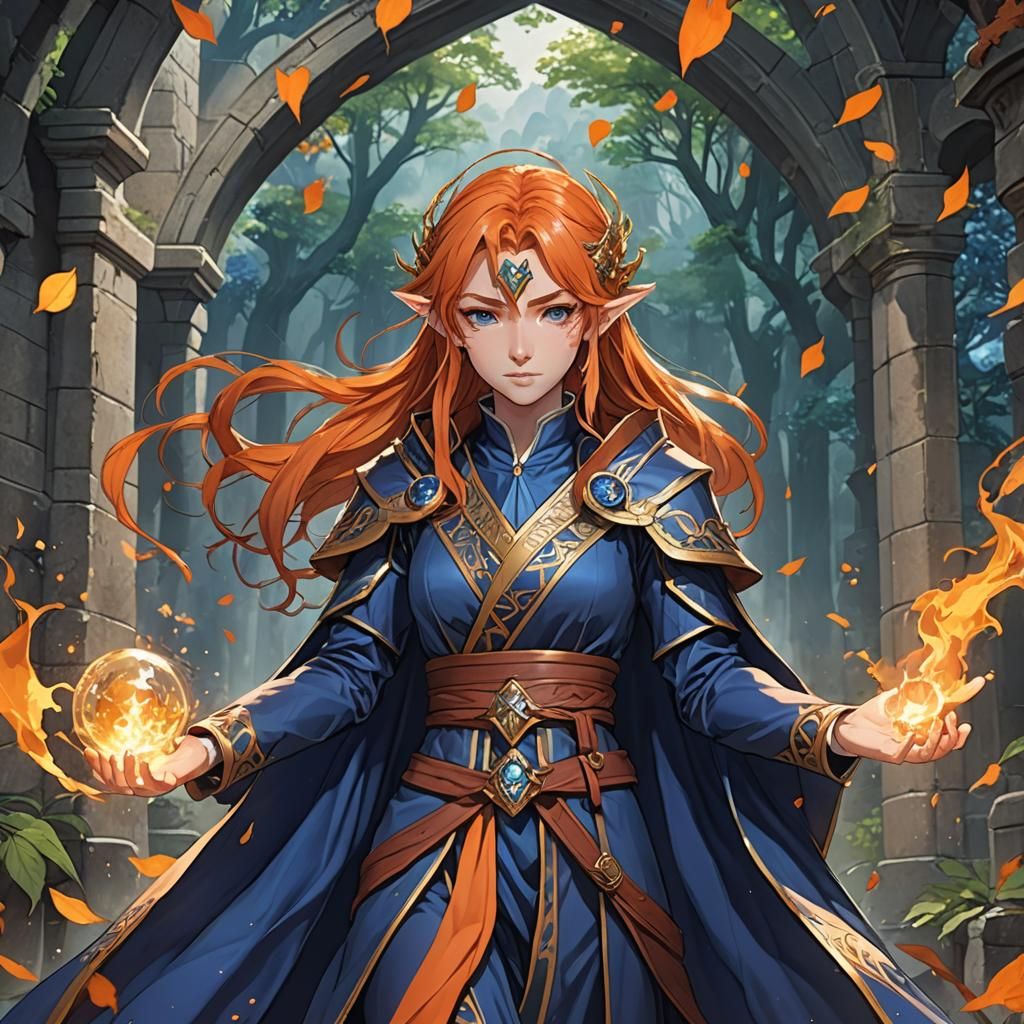 Eladrin Warlock in Anime Style with Royal Robes