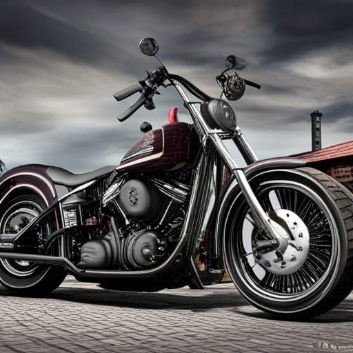 Vintage Harley Davidson Parked Outside a Bar