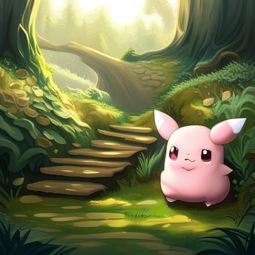 Adorable Furry Chibi Clefairy Pokemon in 3D