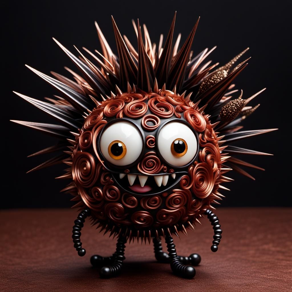Whimsical 3D Meatball Creature with Bug Eyes