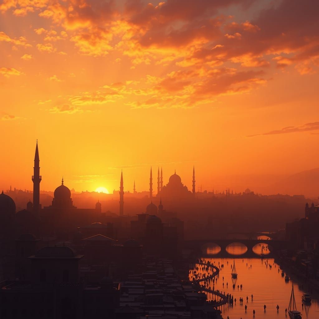 Baghdad Sunset: A Digital Painting of the Cityscape