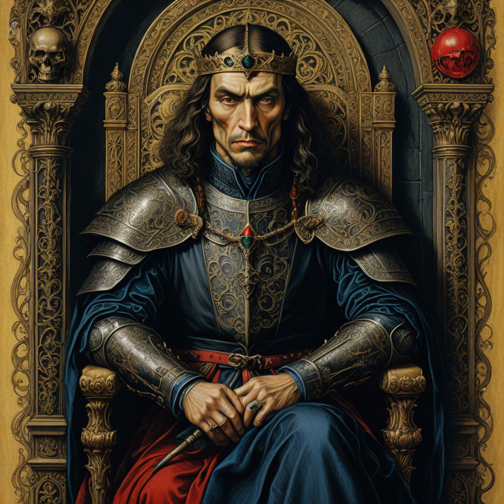 Dracula as the Mage Tarot in Medieval Artistic Style