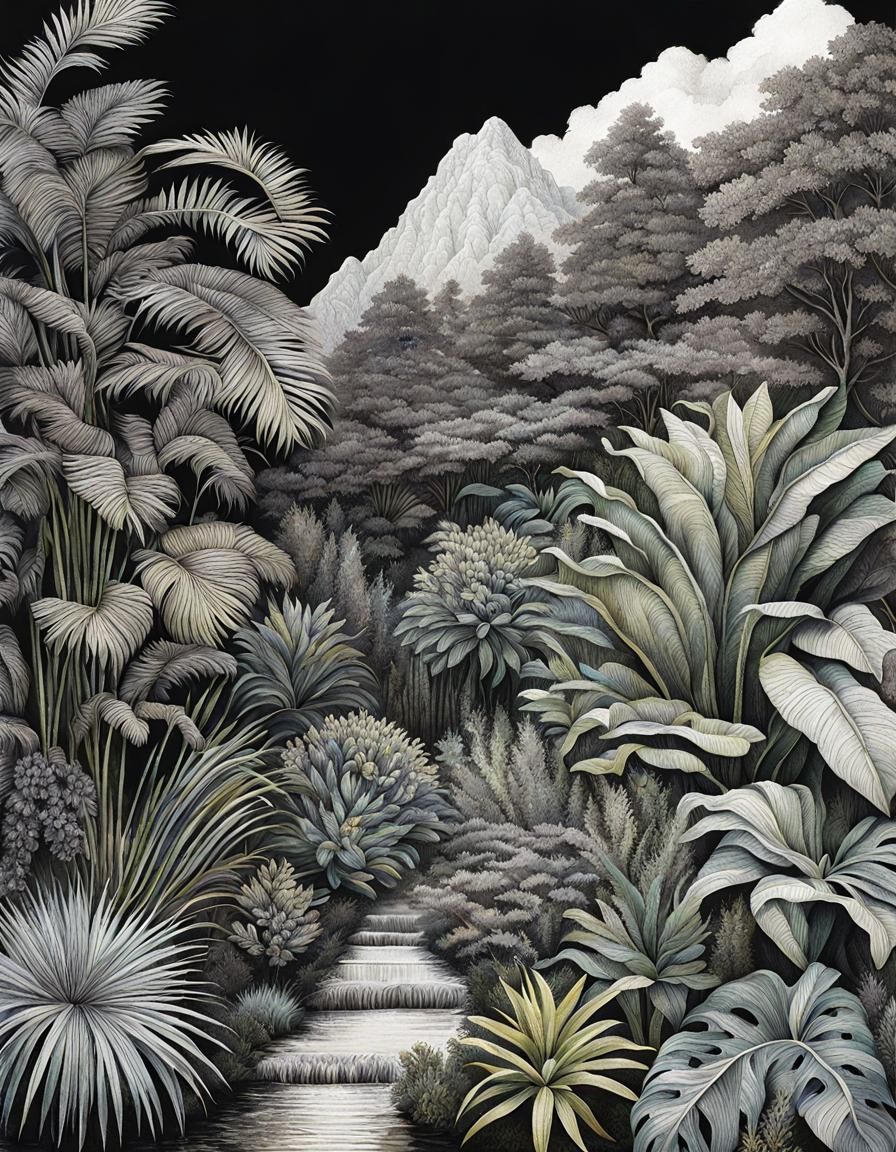 Botanical Paradise: Fine Line Ink and Watercolor Drawings