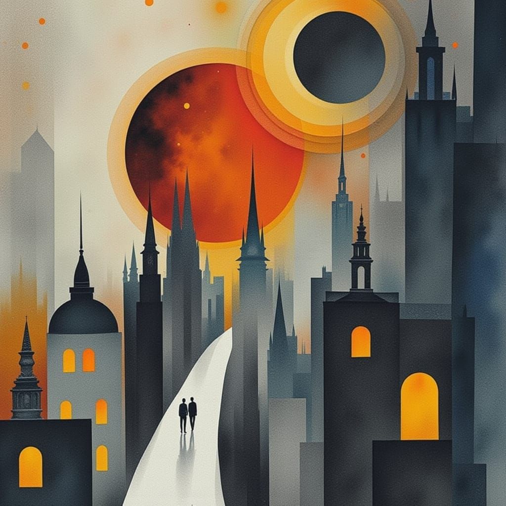 Dynamic River Cityscape in Detailed Style