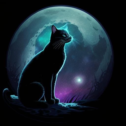 Black Cat Wishes on a Star in Pixel Art