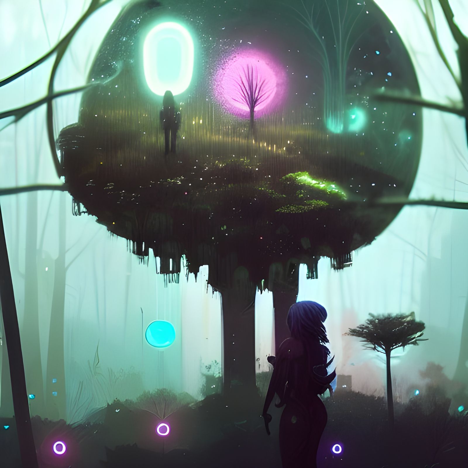 Biopunk Fairies in Bioluminescent Spheres