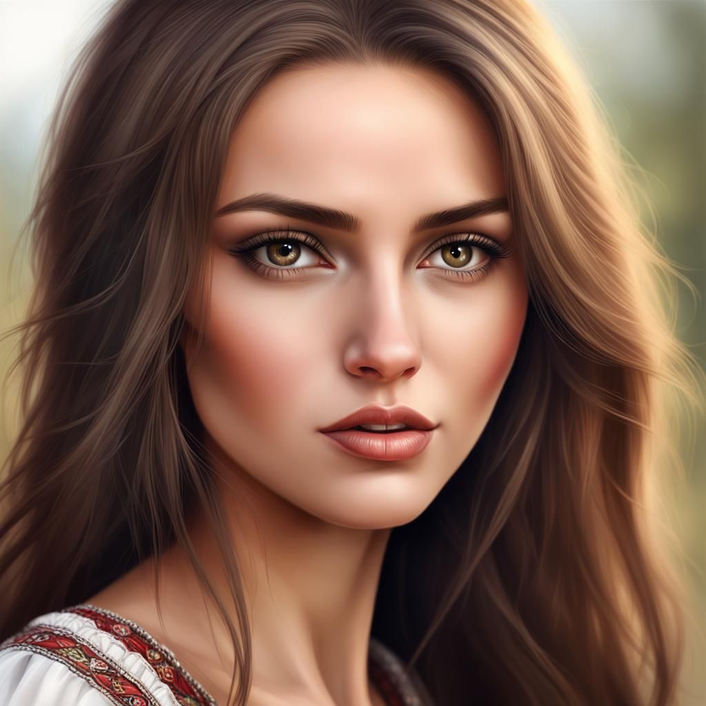 Realistic Portrait of a Beautiful Romanian Woman