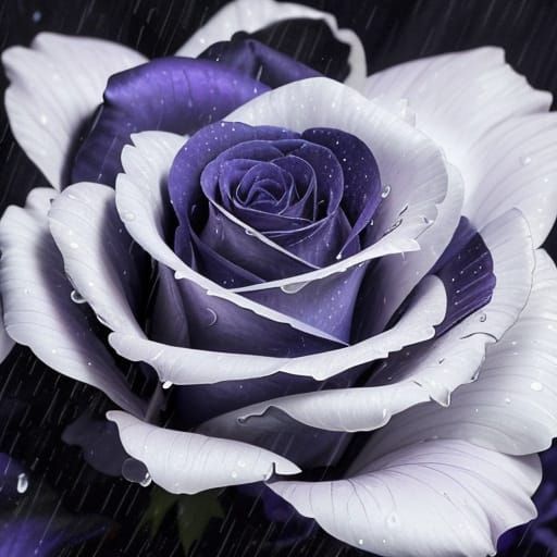 Purple and Blue Swirl Roses in a Night Scene