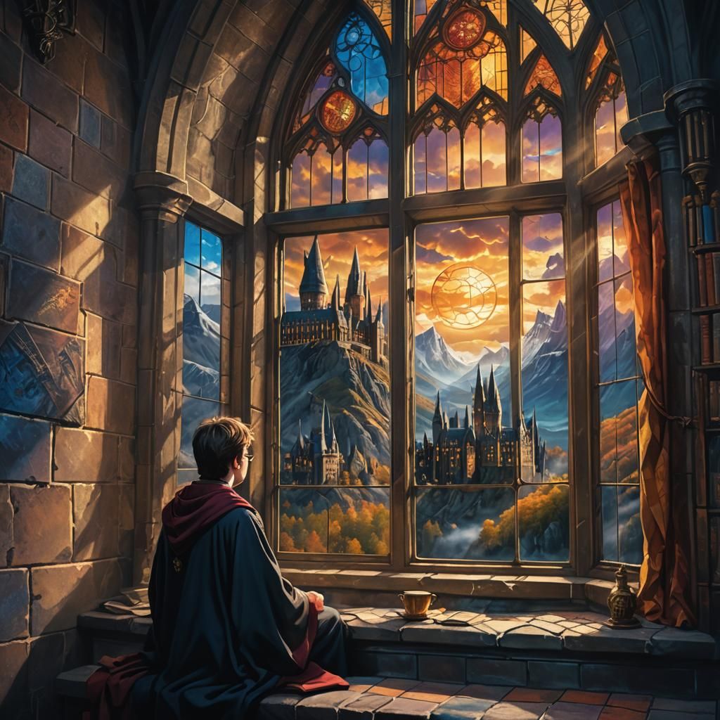Harry Potter in Hogwarts Dormitory: Matte Painting