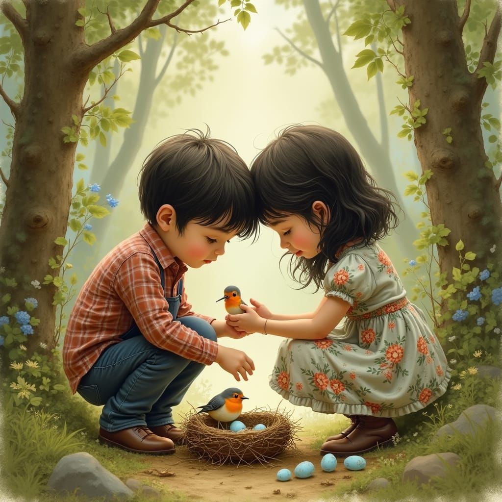 Whimsical Forest Discovery in Earthy Tones