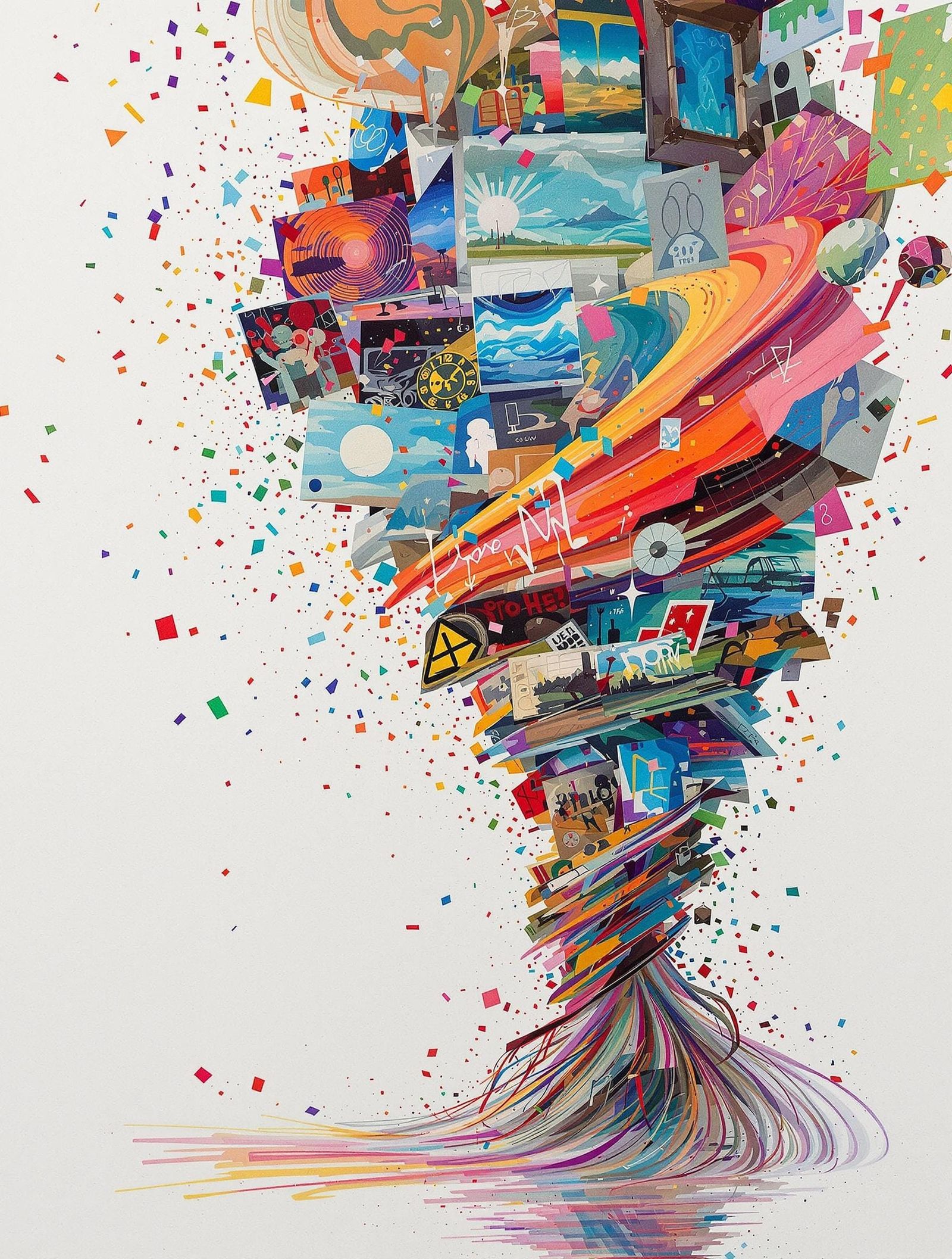 Surreal Child's Growth in a Tornado of Art