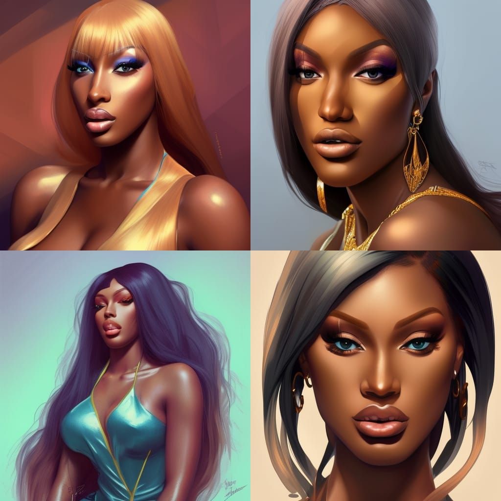 Megan Thee Stallion Portrait in Art Nouveau Style