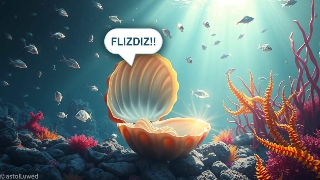Ocean Floor Clam Opens with "FLIZDIZ!!" in Digital Painting