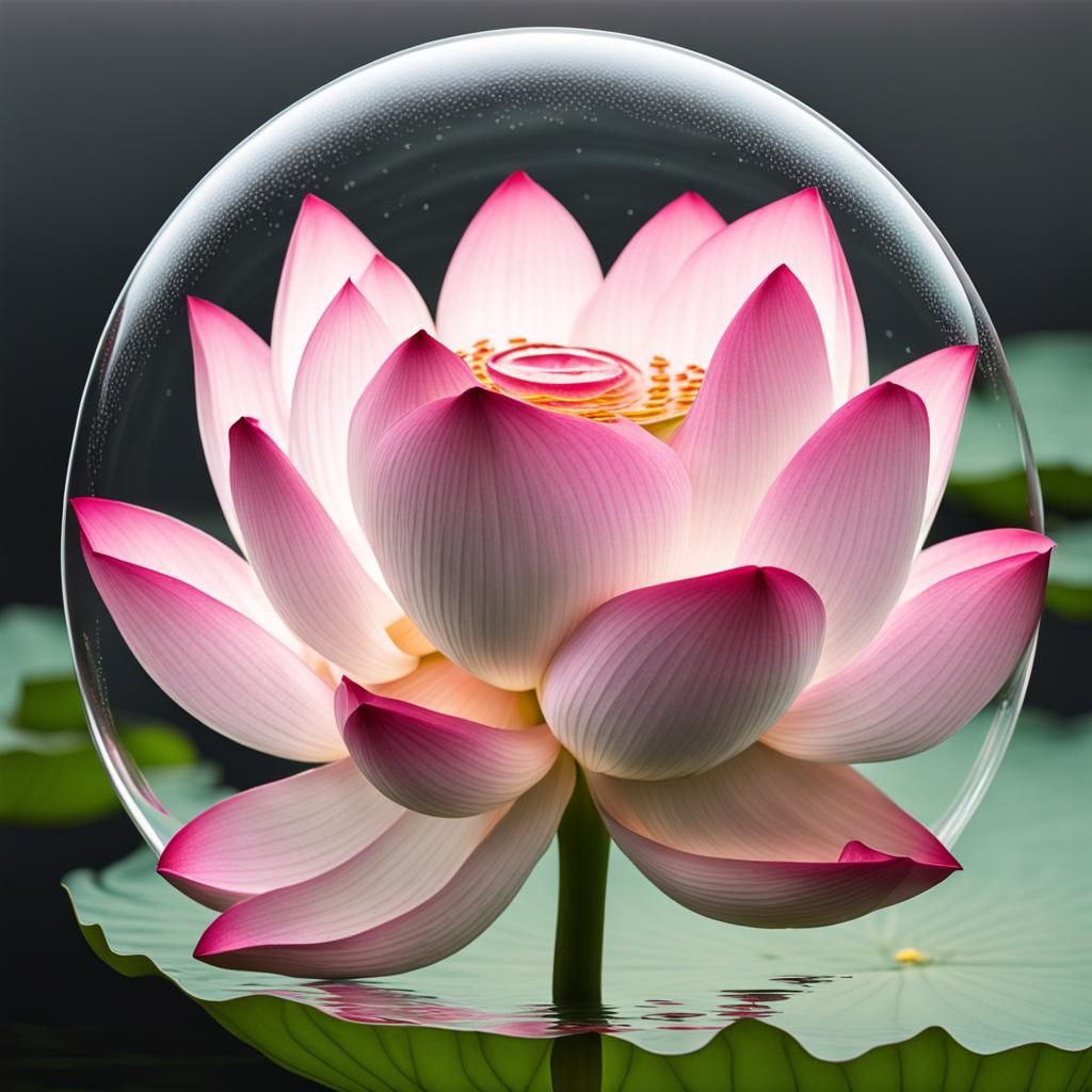 Pink Lotus in Bubble with White Robes