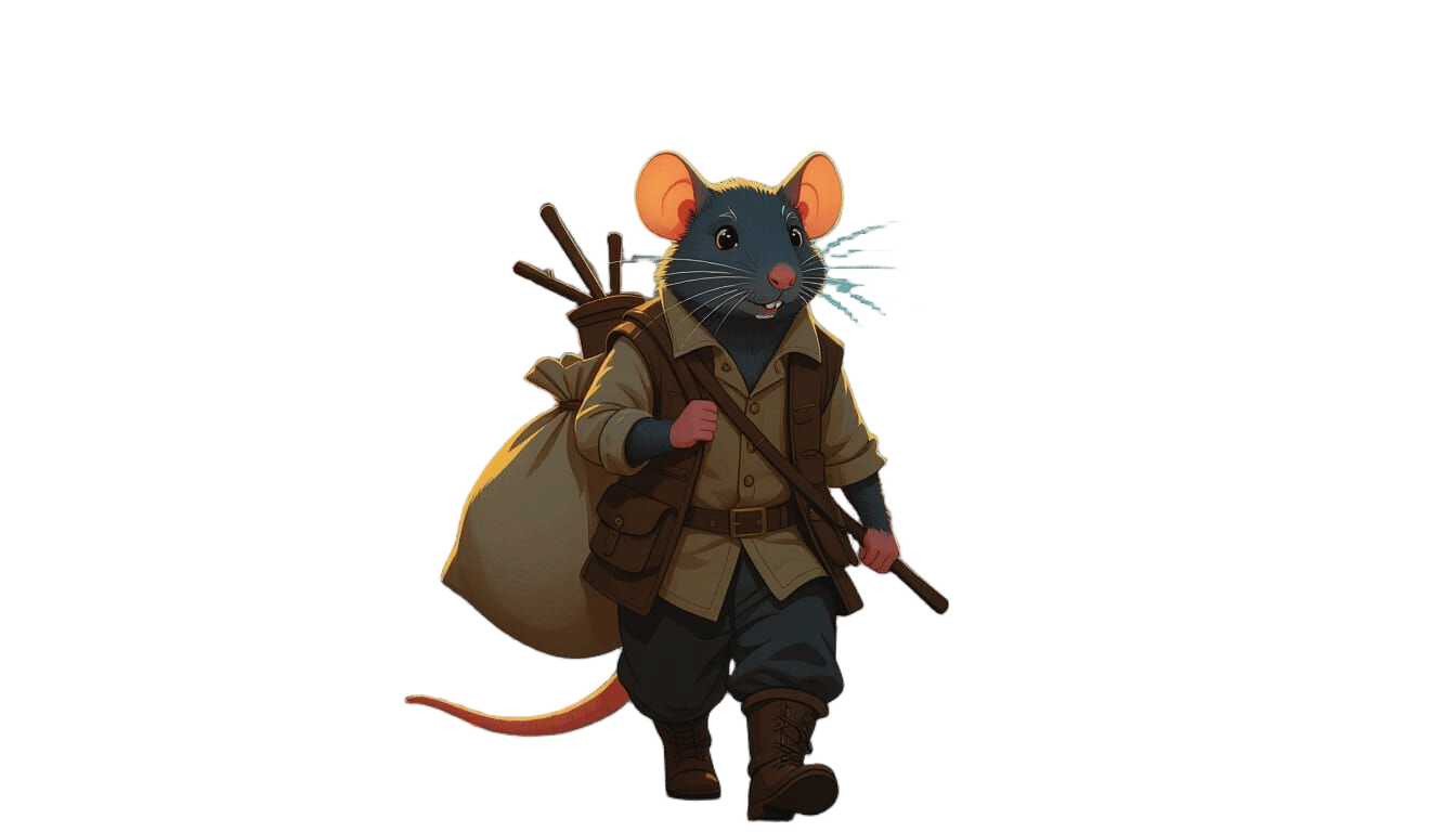 Anthropomorphic Rat Traveler Exploring Cityscape
